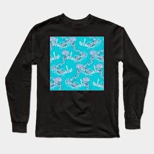 Criss Cross Jellysauce Tentacle Teal Long Sleeve T-Shirt